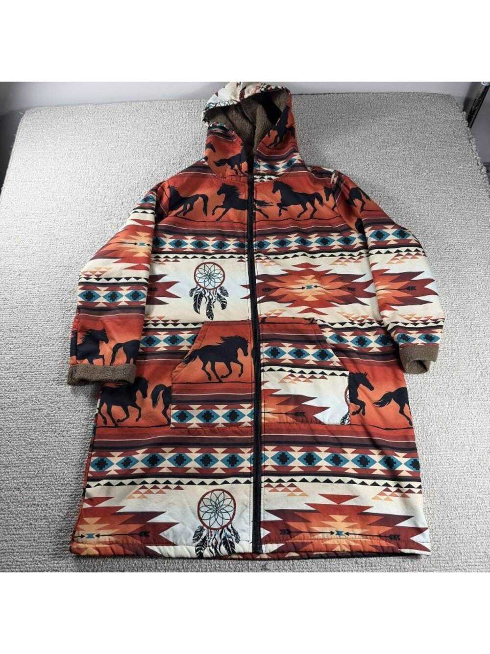 Unbranded Southwestern Aztec Lined Full Zip Jacket Multicolor Women’s Size Large